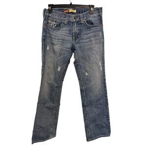 Big Star Mens Union Slim Straight Leg Blue Jeans Distressed 34R
